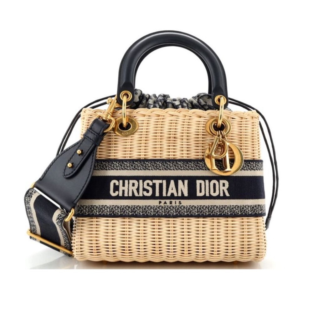 LADY DIOR WICKER AND OBLIQUE MEDIUM BAG, PERFECT CONDITION. USED ONCE